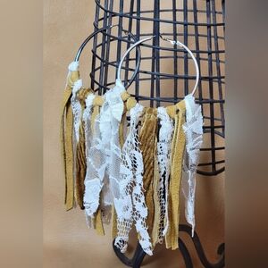 Bohemian Gypsy Rag Leather Lace & Velvet  Hoop Earrings Artisian